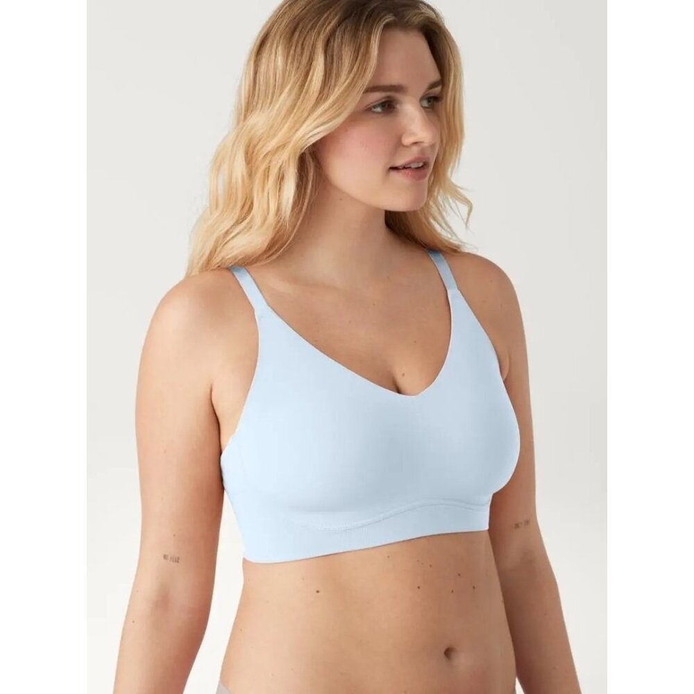🆕TRUE & CO. Body Lift Triangle Soft Form Band Wireless Bra Powder Blue Medium - Picture 3 of 7